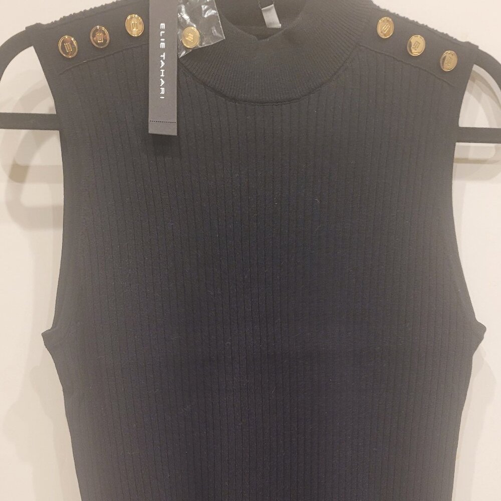ELI TAHARI NWT BLACK Sleeveless Top Size: L